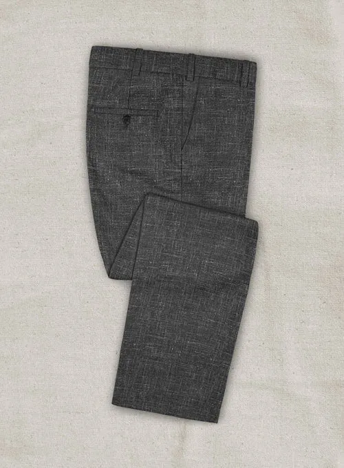 Italian Murano Charcoal Wool Linen Pants