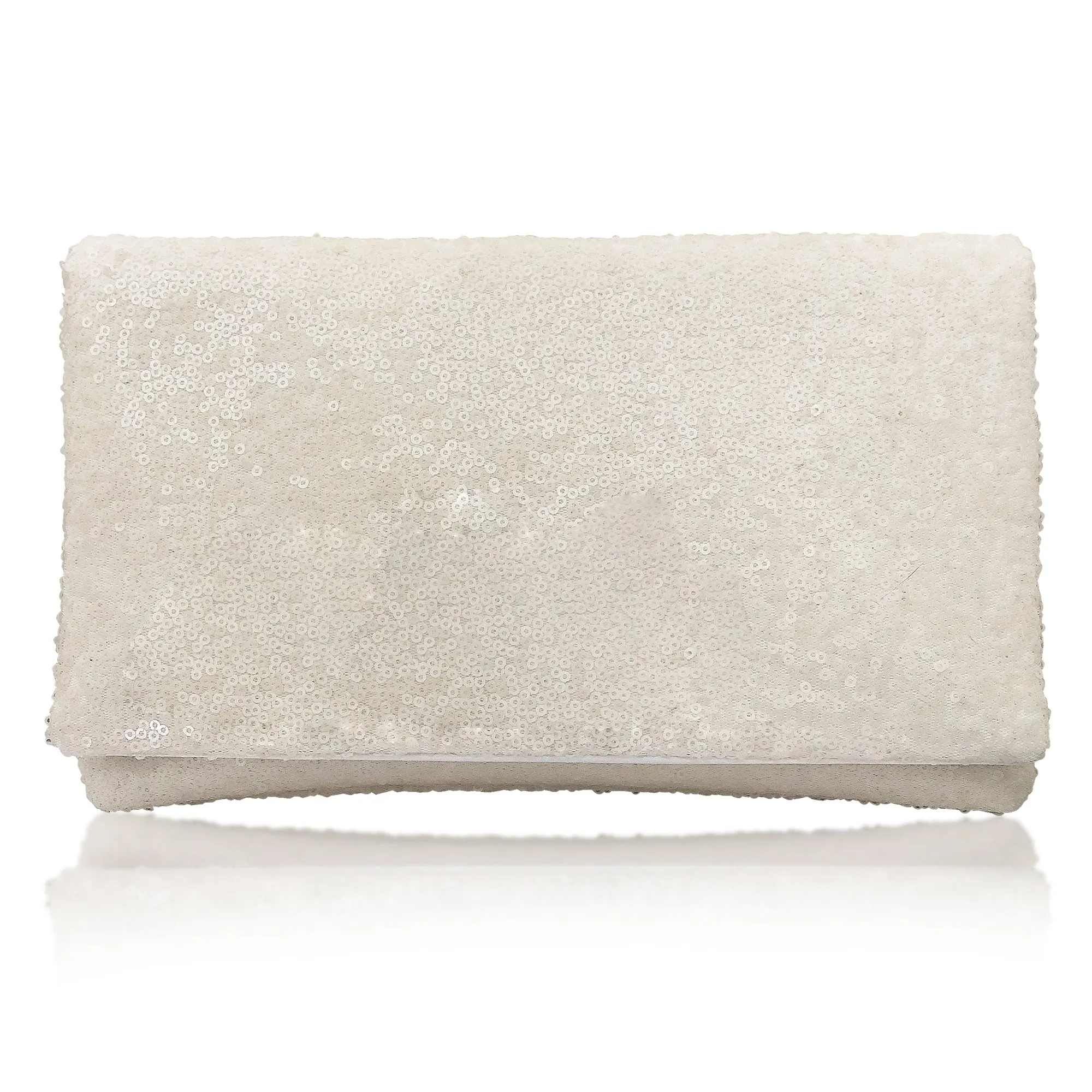 Ivory sequin plain clutch handbag