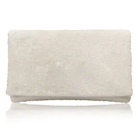 Ivory sequin plain clutch handbag