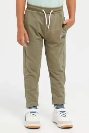 Junior Boys Olive Basic Track Pants