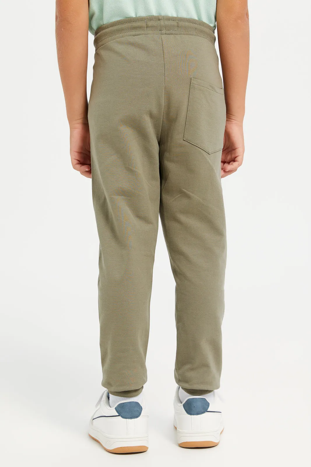 Junior Boys Olive Basic Track Pants