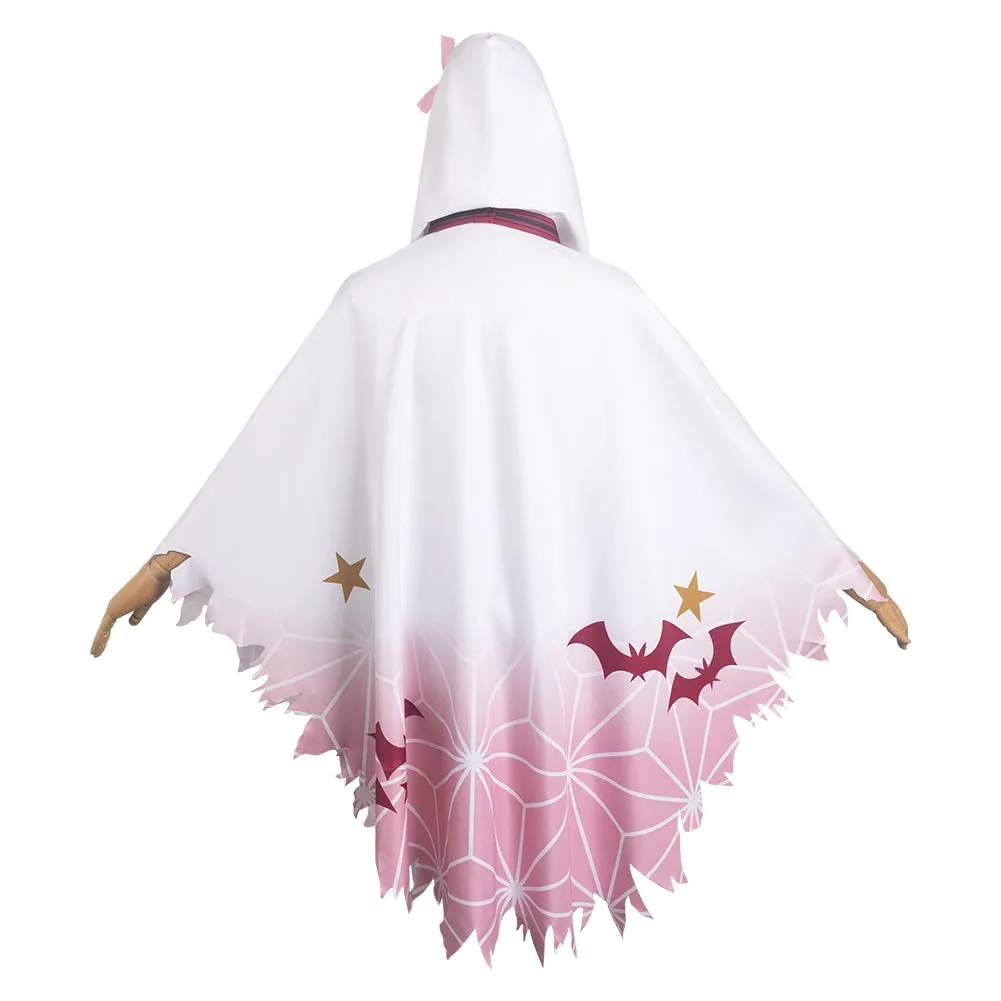 Kamado Nezuko White Unisex Ghost Hooded Cloak Party Carnival Halloween Cosplay Costume