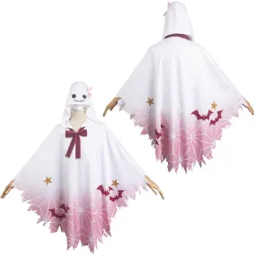 Kamado Nezuko White Unisex Ghost Hooded Cloak Party Carnival Halloween Cosplay Costume