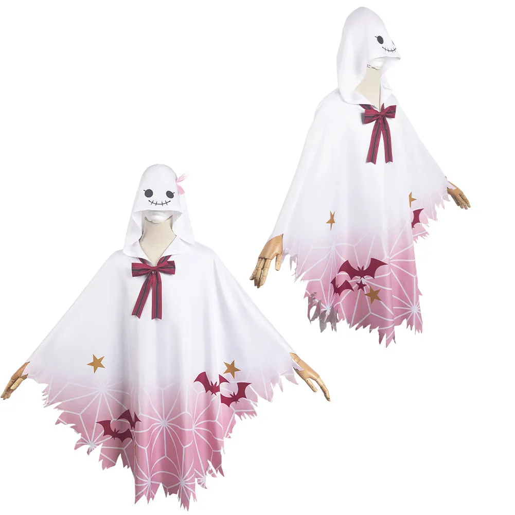 Kamado Nezuko White Unisex Ghost Hooded Cloak Party Carnival Halloween Cosplay Costume