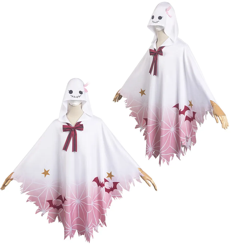 Kamado Nezuko White Unisex Ghost Hooded Cloak Party Carnival Halloween Cosplay Costume