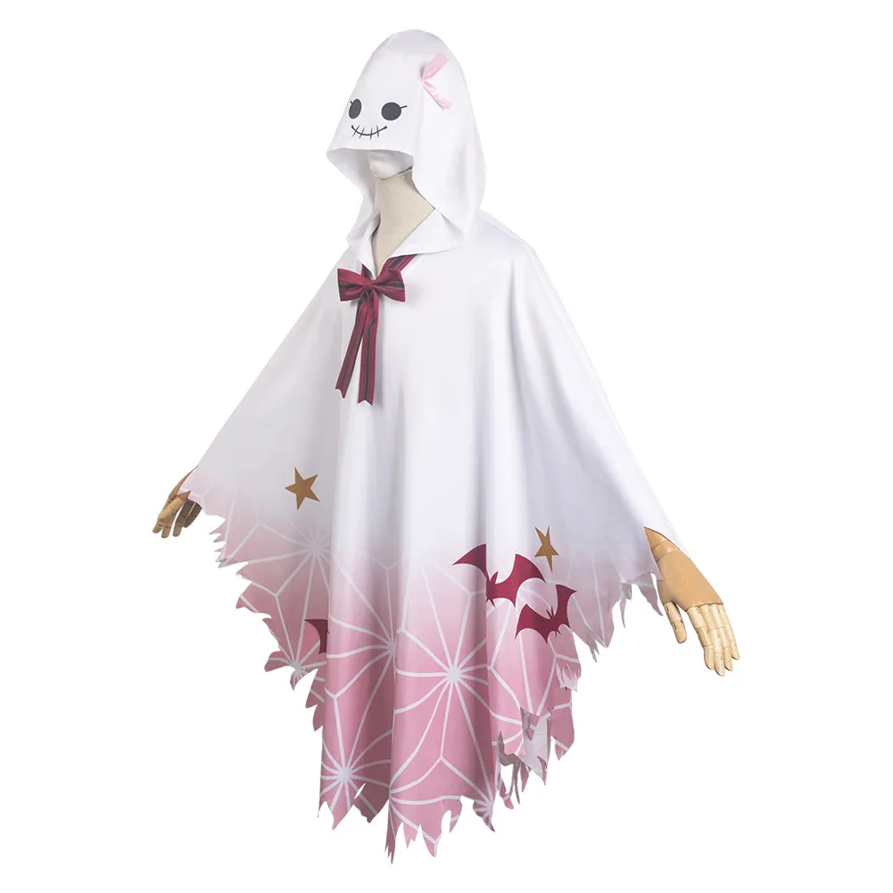 Kamado Nezuko White Unisex Ghost Hooded Cloak Party Carnival Halloween Cosplay Costume