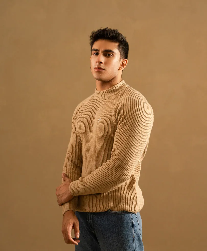 Khaki Mock Neck Sweater