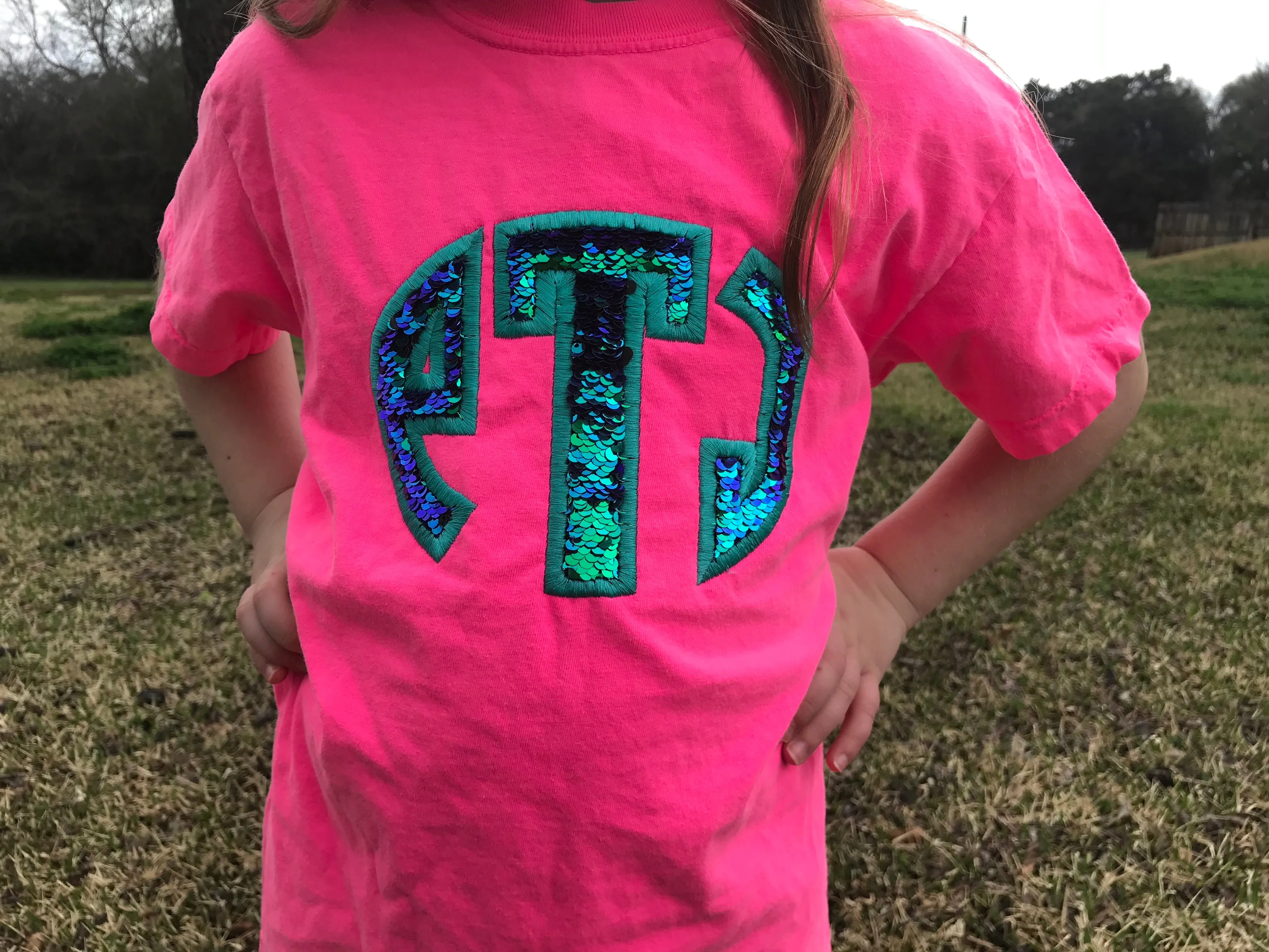 KIDS Mermaid Sequins Monogrammed Tee