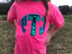 KIDS Mermaid Sequins Monogrammed Tee