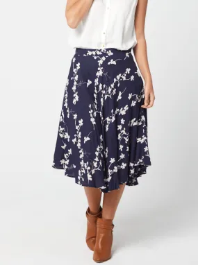 Ladies Printed Skirt | JOAN Skirt - Navy Print