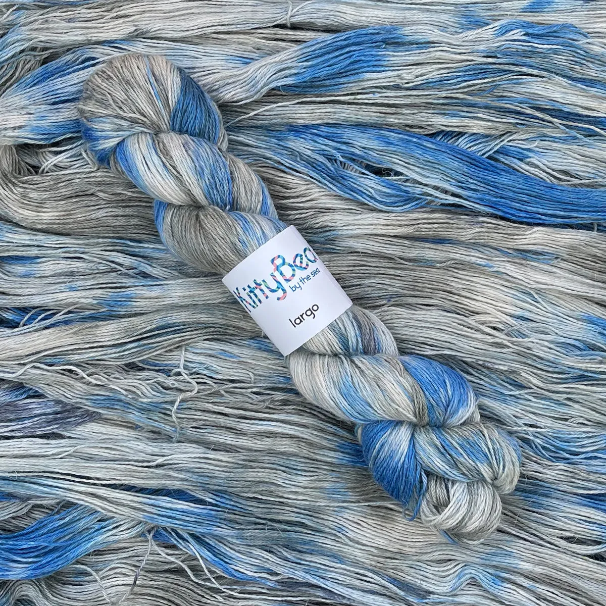 Largo: Alpaca, Linen, Silk Fingering Weight Yarn | Hand-Dyed Skeins | KittyBea by the Sea