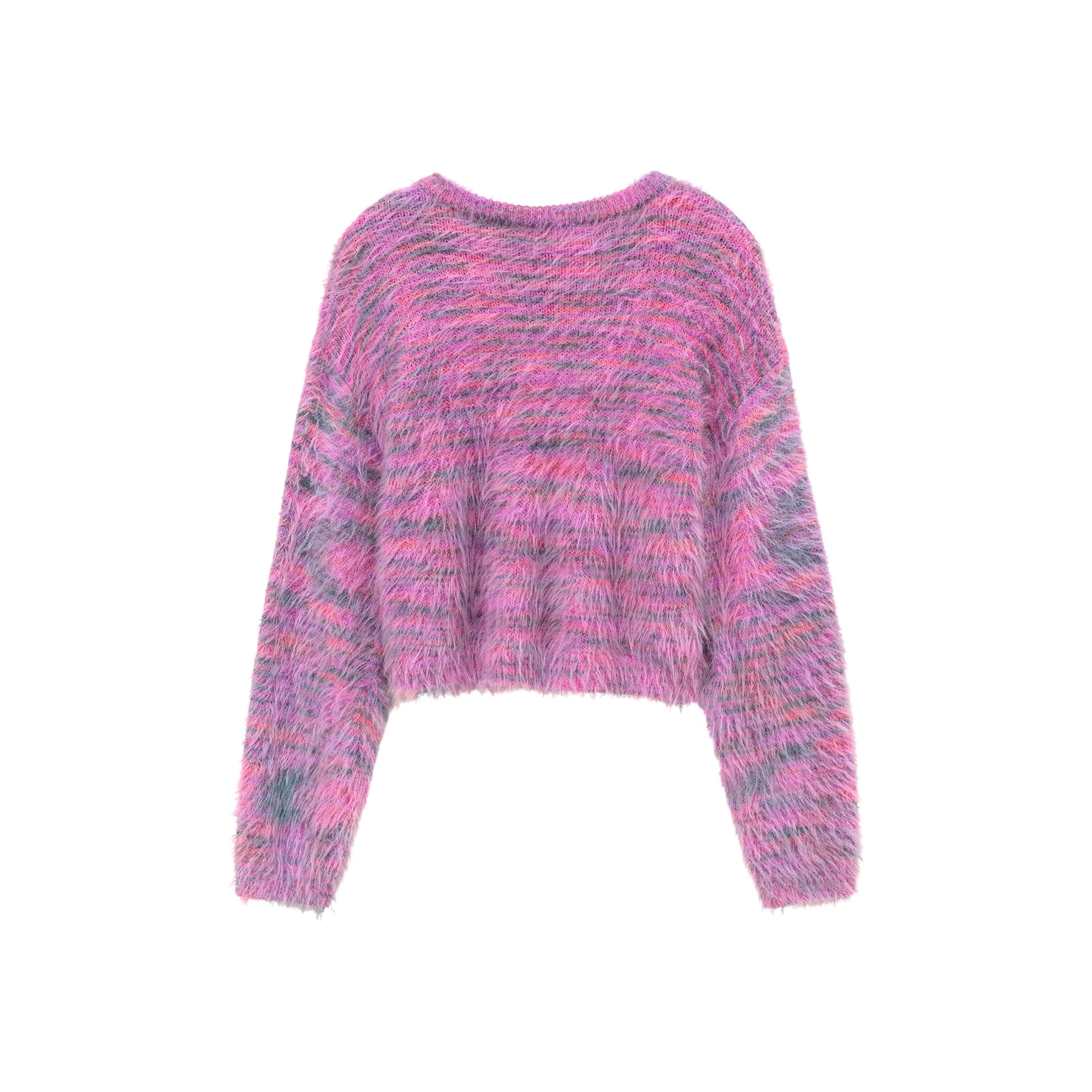 Logo Fuzzy Cherry Crop Knit Sweater