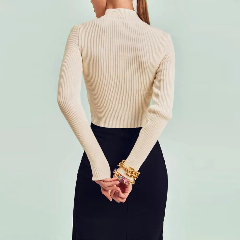 Long Sleeve Sweater Crop Top Jumper V Neck Sweater