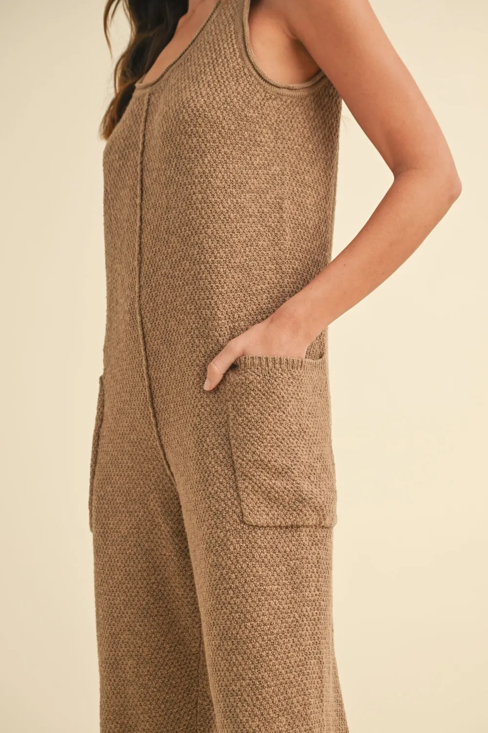 MABLE Sleeveless Knit Crop Jumpsuit with Pockets