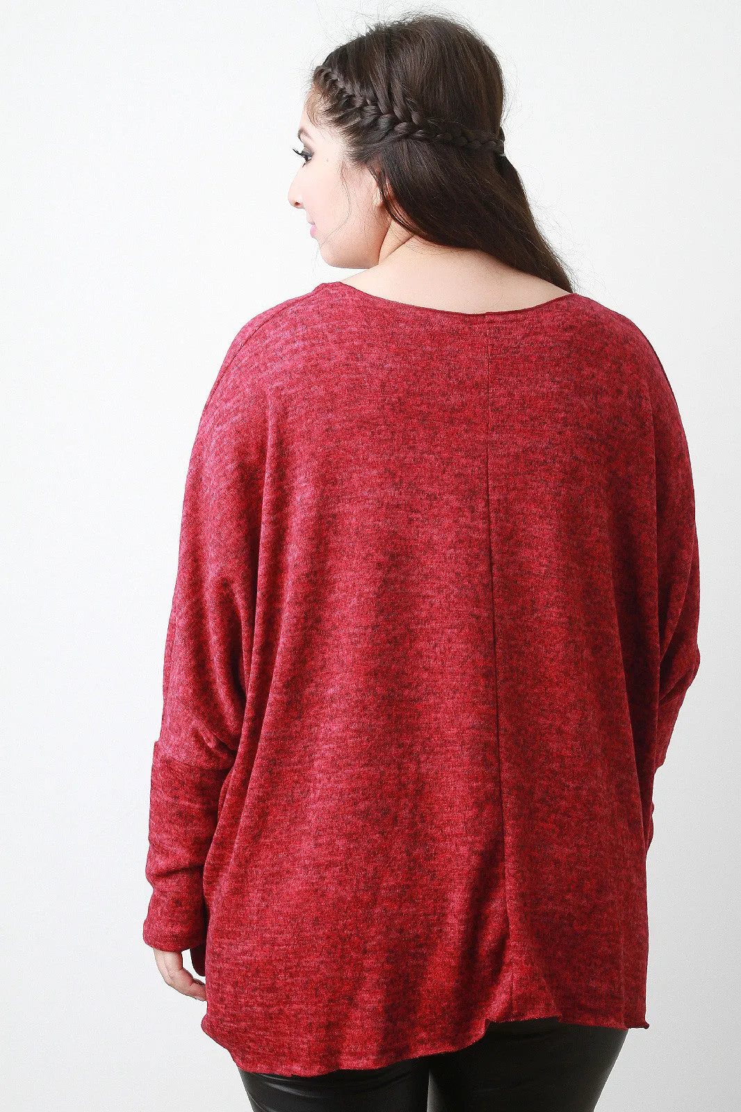 Marled Knit Twisted Sweater Top