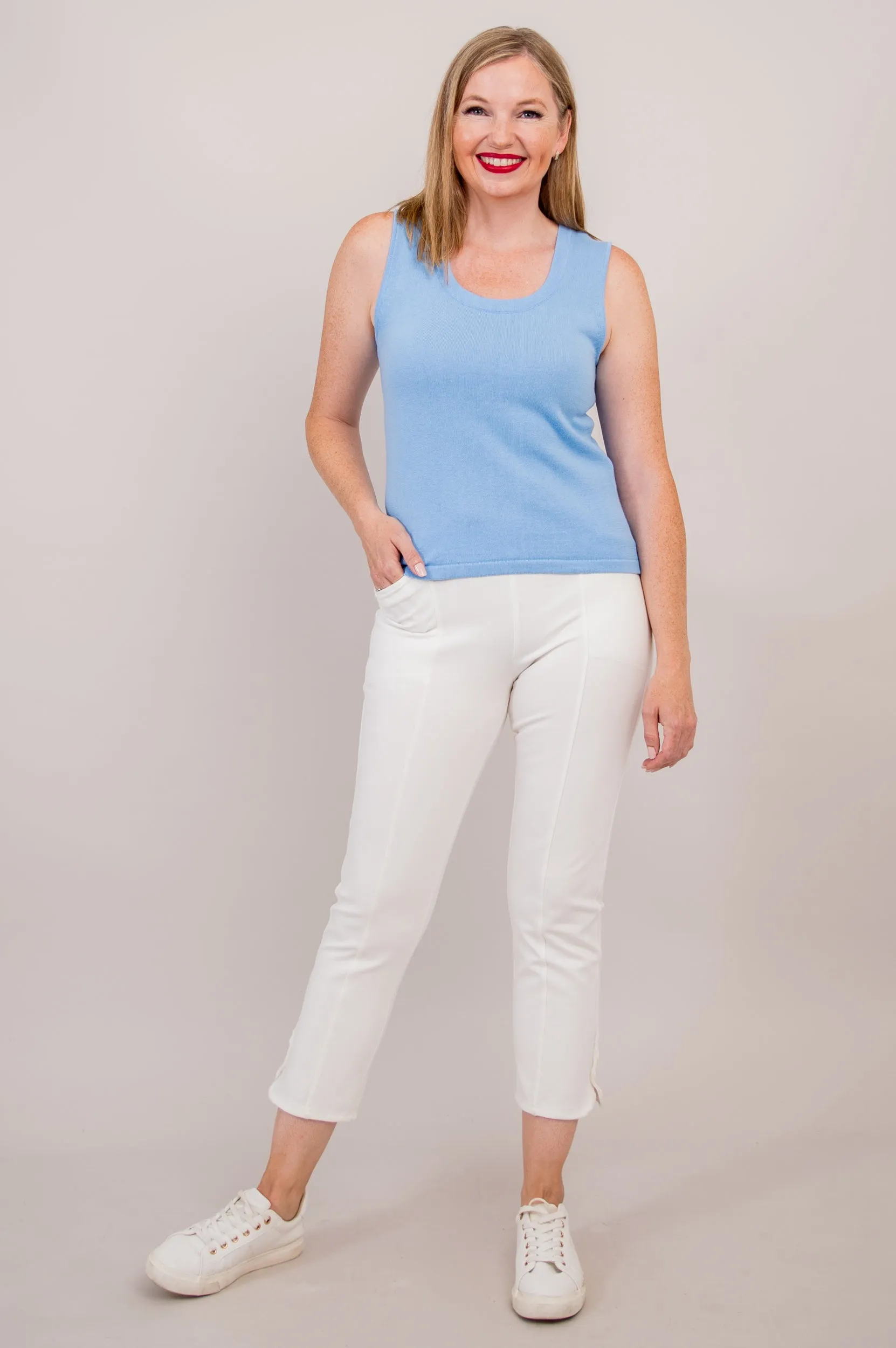 Melanie Tank, Blue, Cotton