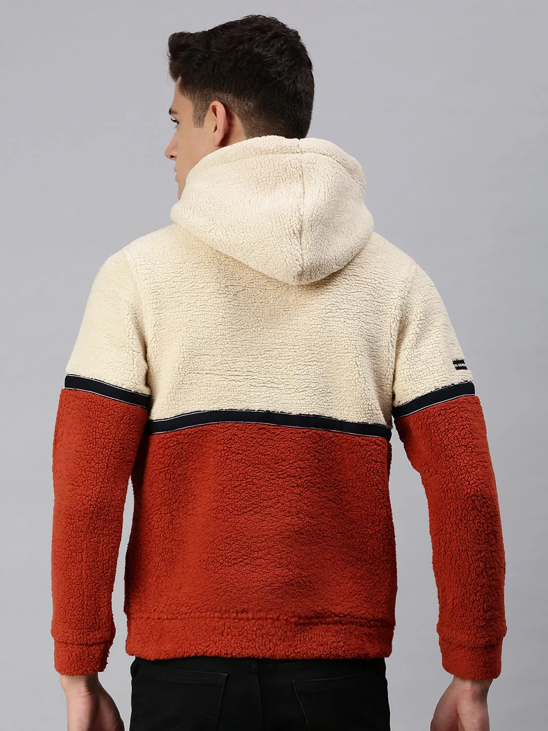 Men Hooded Colourblocked Multi Pullover