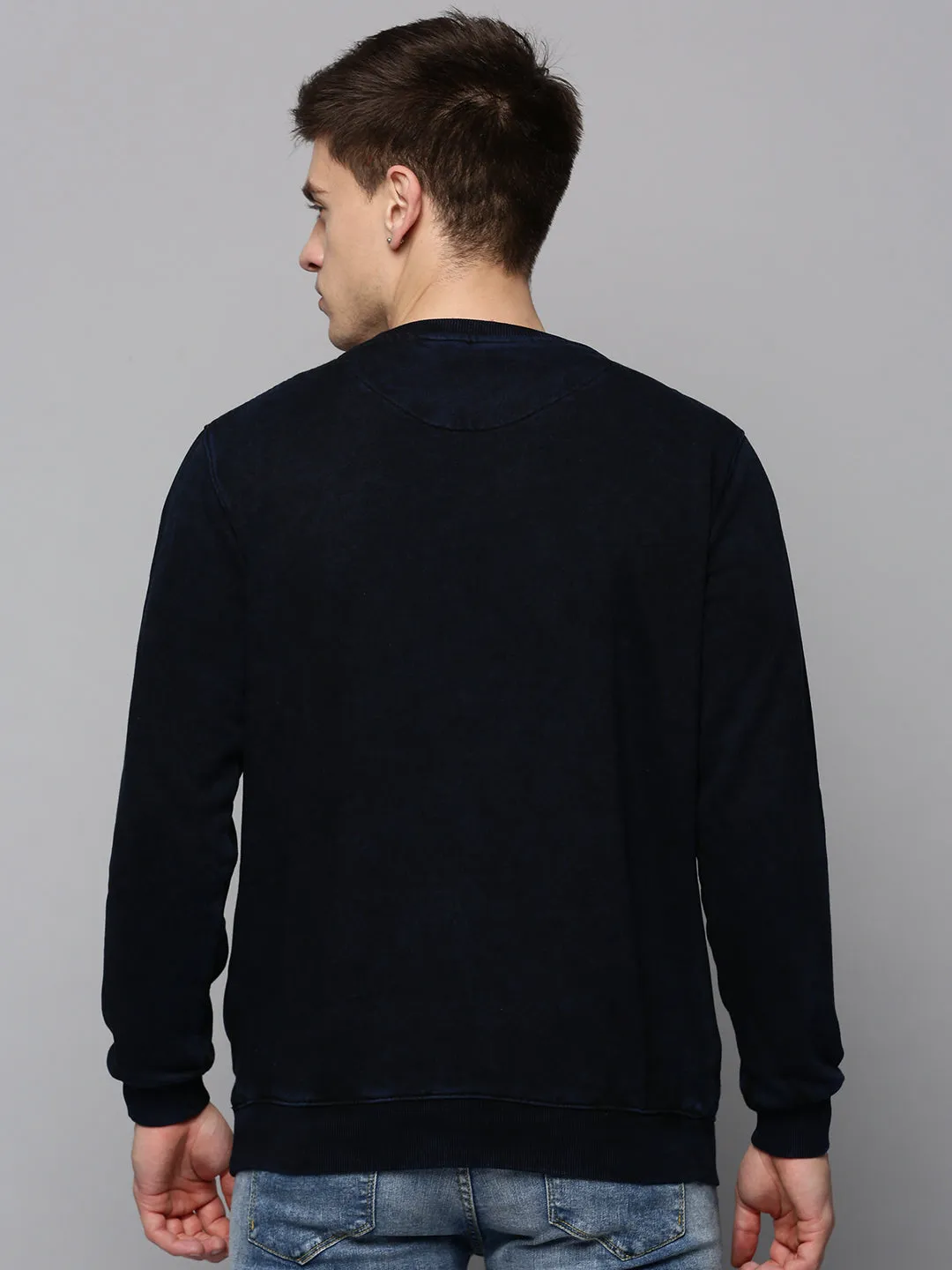 Men Navy Printed Sweatshirt