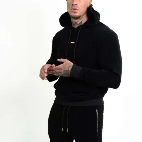 Men's Black Velour Tracksuit Set