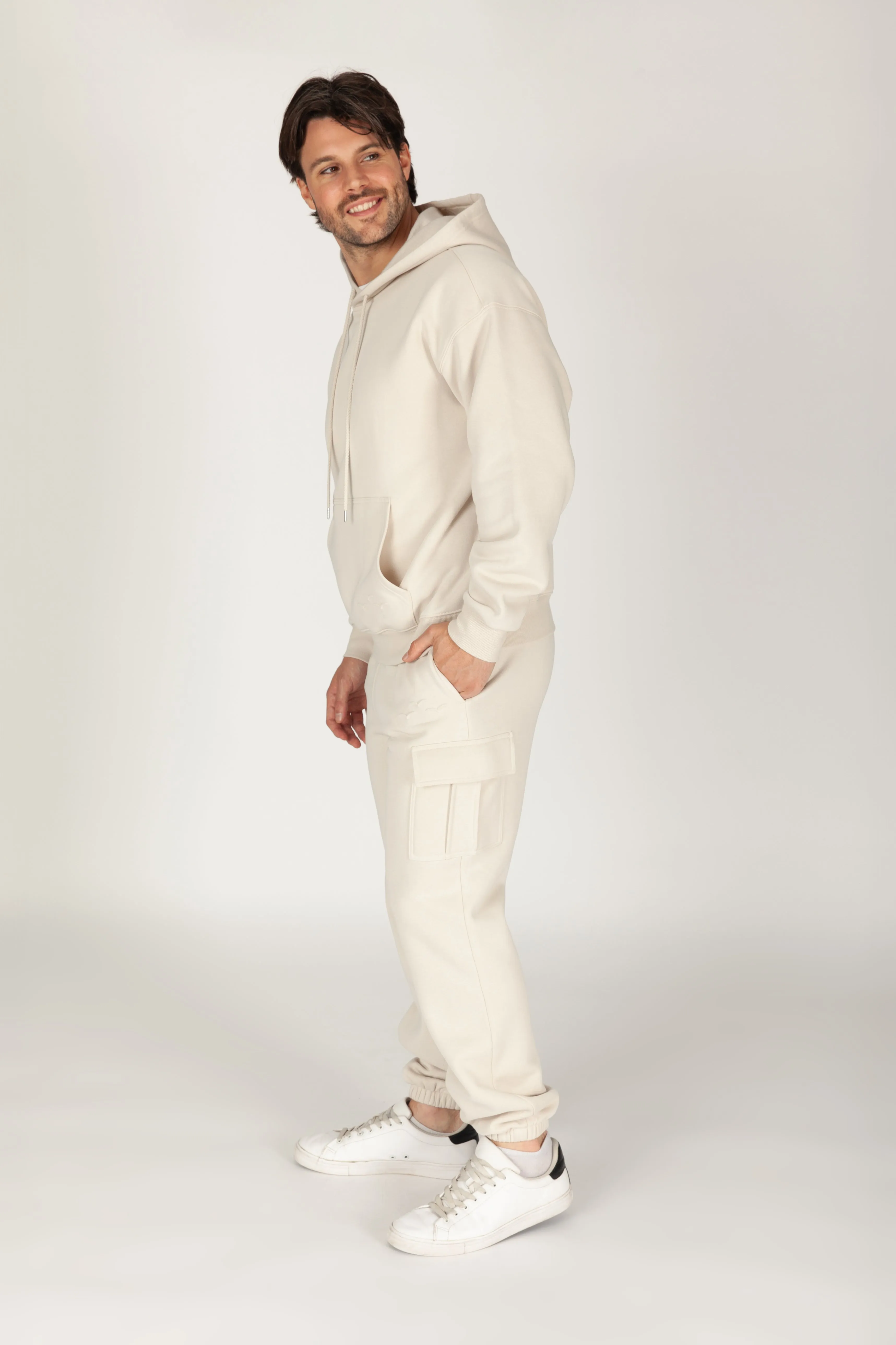 Men's cargo tracksuit in bone