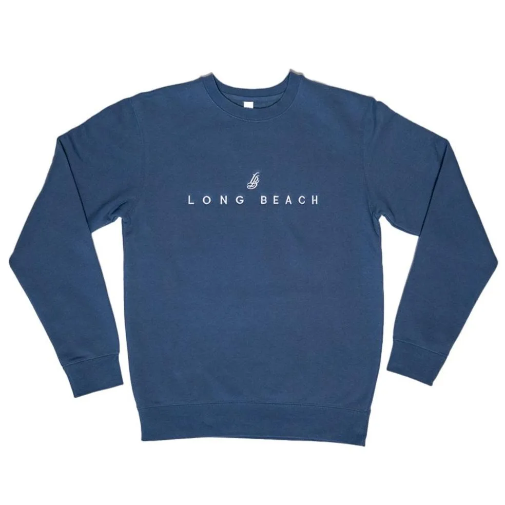 Men's Embroidered Storm Blue Crew Neck Sweater