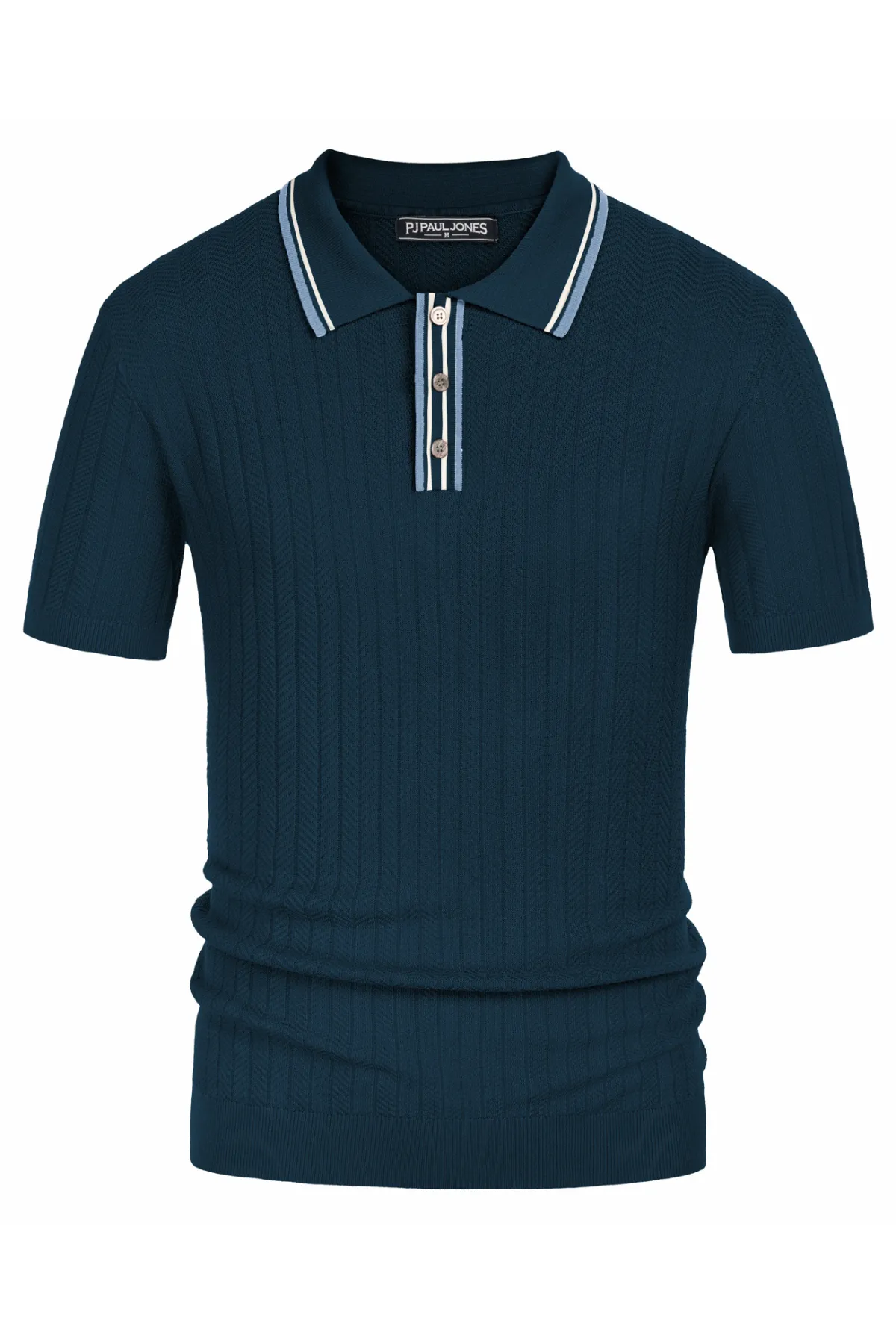 Mens Knitted Polo Shirts Short Sleeve Textured Pullover Golf Polo Pullover T Shirts