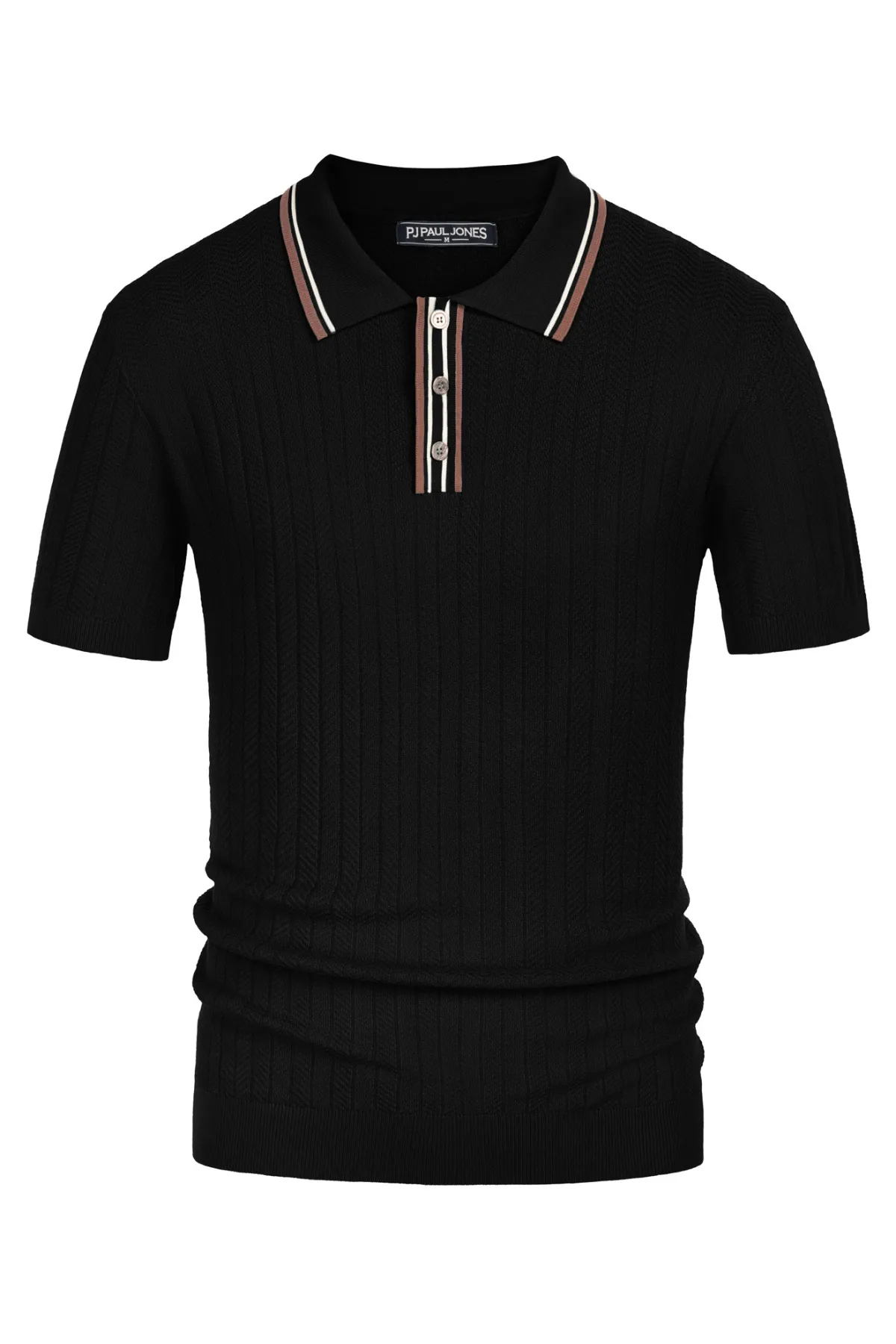 Mens Knitted Polo Shirts Short Sleeve Textured Pullover Golf Polo Pullover T Shirts