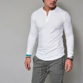 Men's Long Sleeve Henley Sweater [S-4XL]