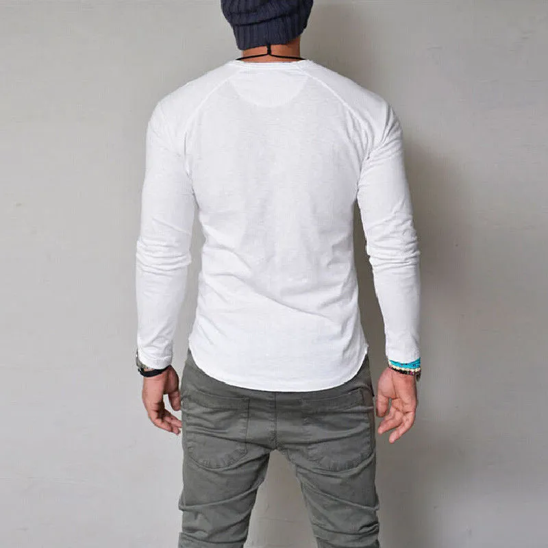 Men's Long Sleeve Henley Sweater [S-4XL]