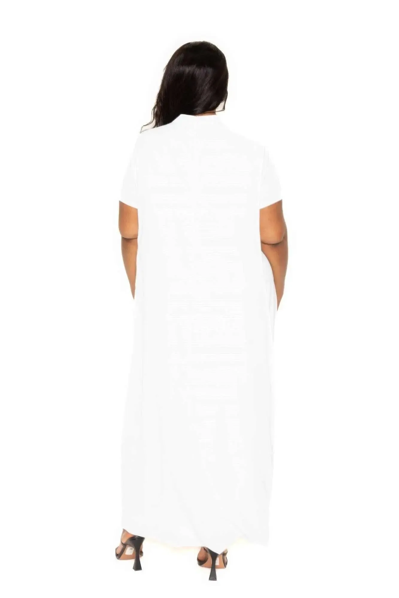 Mock neck back cape dress | Plus