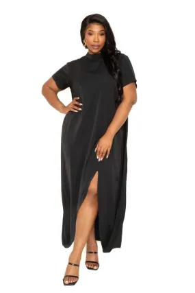 Mock neck back cape dress | Plus