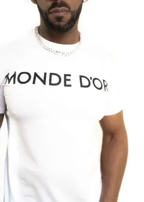 Monde D'or Men's White Slim Fit T-Shirt