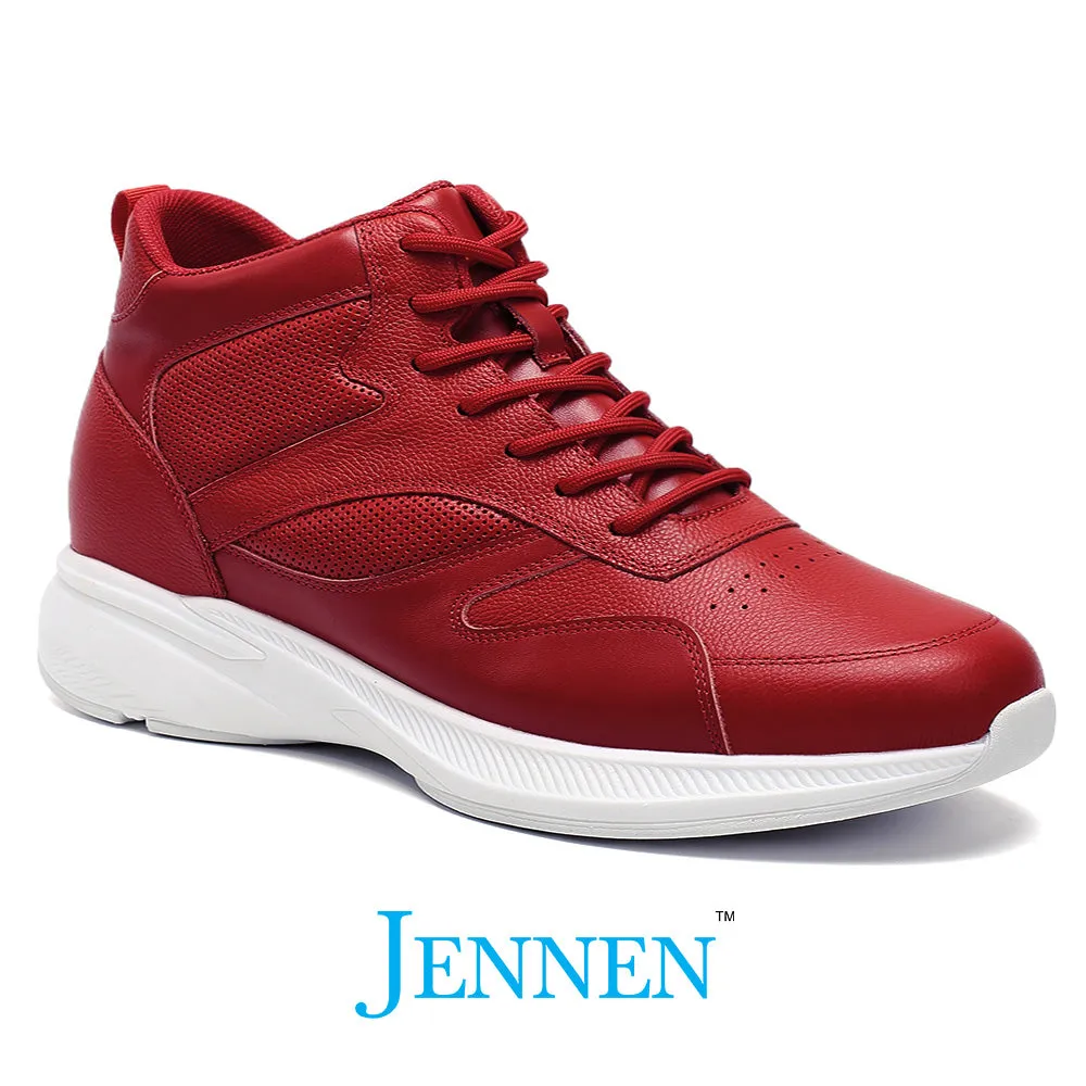 Mr. Pippen 8cm | 3.2 inches Bold Red Leather Instant Lift Sneakers