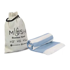 Mush 100% Bamboo Light Weight & Ultra-Compact Turkish Towel Super Soft, Absorbent, Quick Dry,Anti-Odor Bamboo Towel For Bath,Travel,Gym, Swim And Workout (1, Muted Blue) - 250 Tc