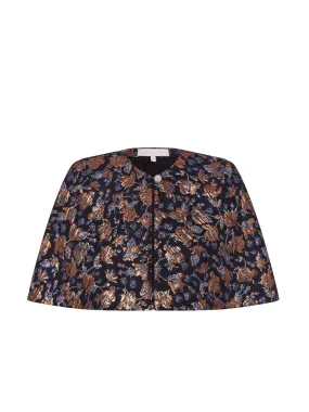 Navy and gold Merryn floral jacquard cape