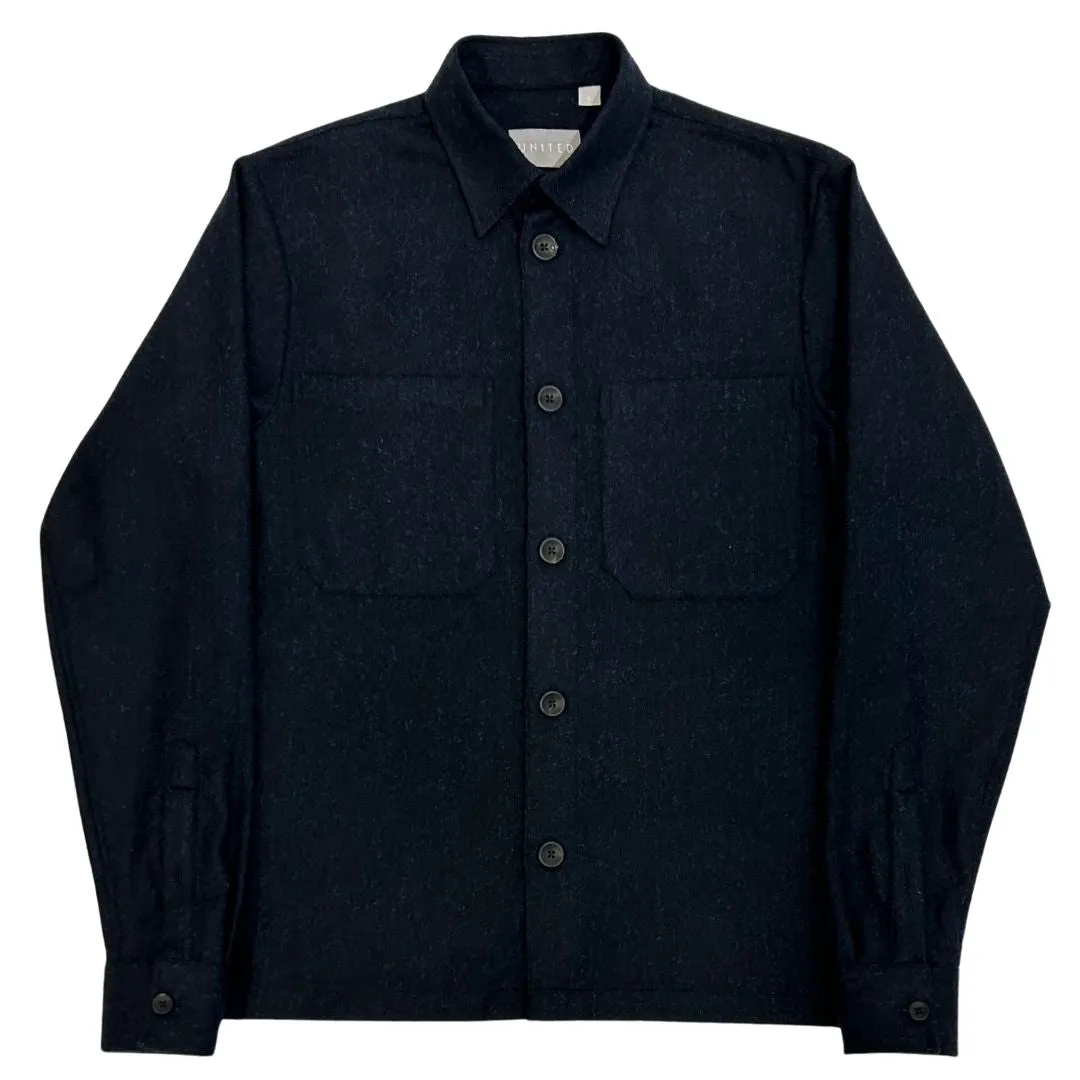 Navy Indigo Melange Wool Overshirt