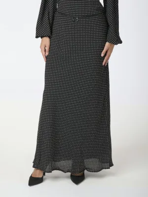 NEO NOIR LOLA DOT LONG SKIRT - BLACK