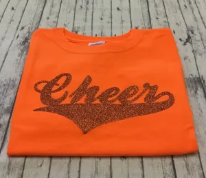 Neon Orange Cheer T-shirt with Copper Glitter Vinyl