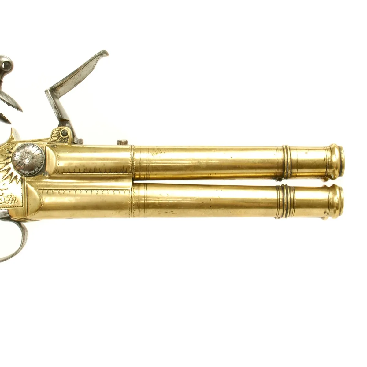 Original British Napoleonic Wars Flintlock Volley Pistol Cased Set Named to Captain James Saumarez