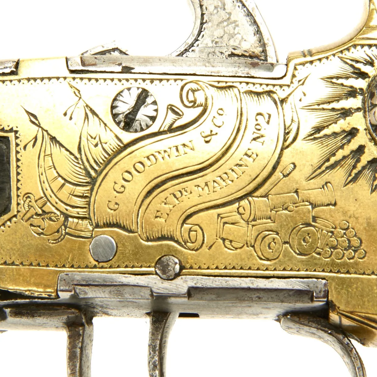 Original British Napoleonic Wars Flintlock Volley Pistol Cased Set Named to Captain James Saumarez