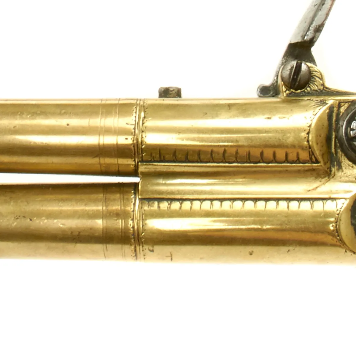 Original British Napoleonic Wars Flintlock Volley Pistol Cased Set Named to Captain James Saumarez