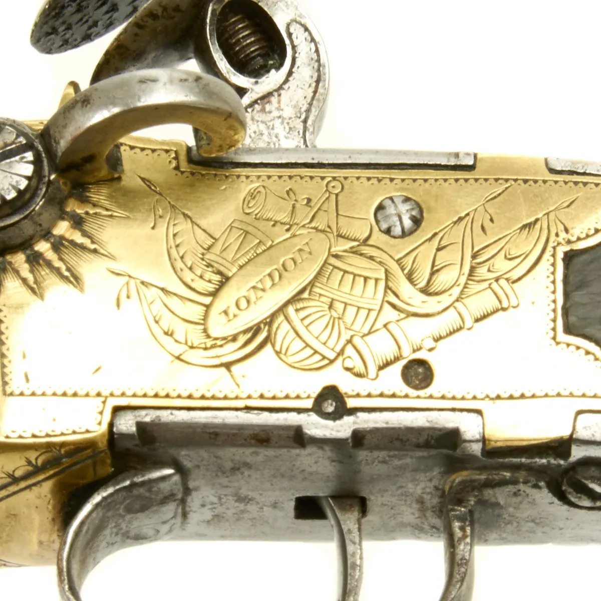 Original British Napoleonic Wars Flintlock Volley Pistol Cased Set Named to Captain James Saumarez