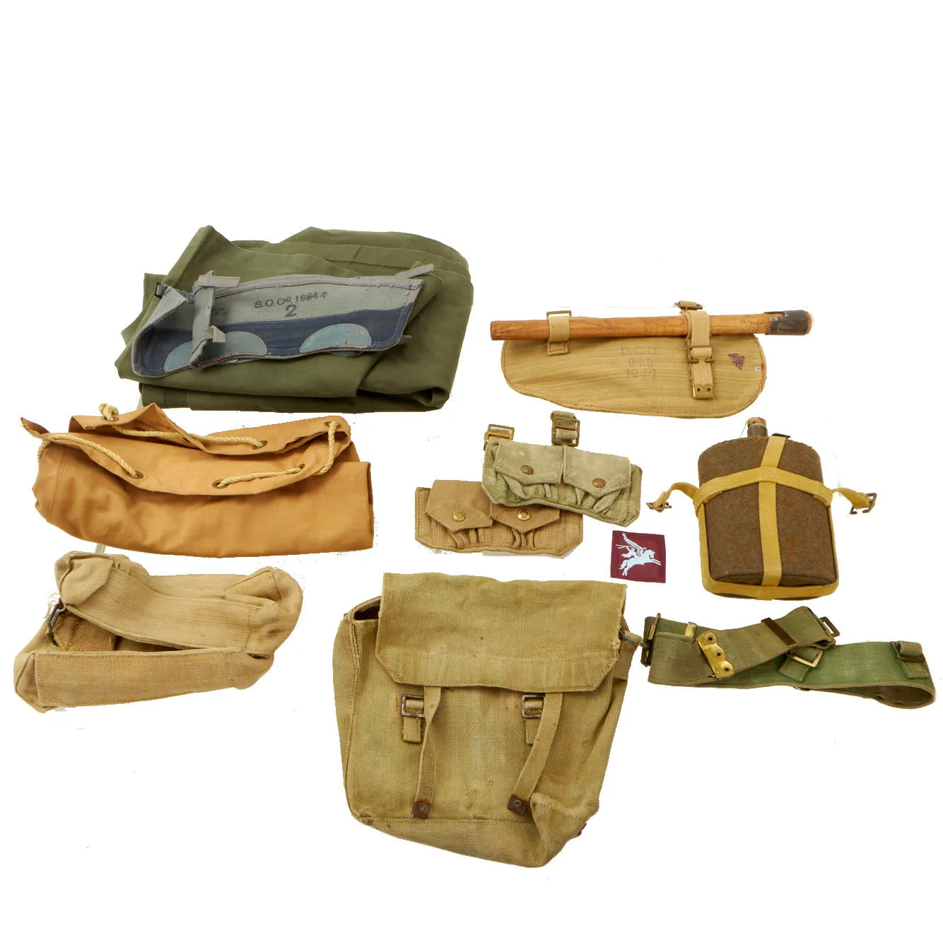 Original British WWII Royal British Army Field Gear Lot - 13 Items