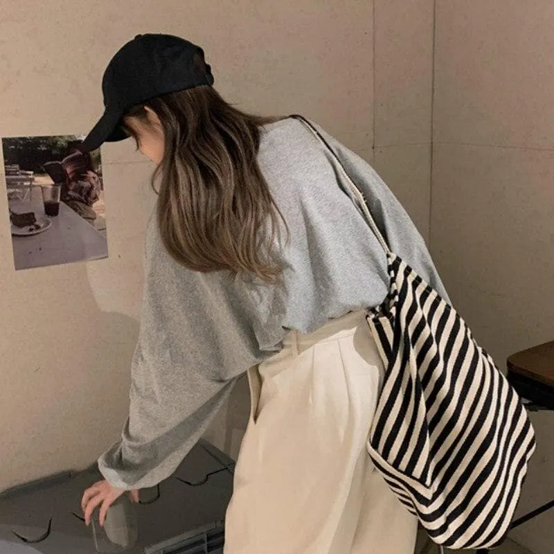 Oversized Crop Sweatshirt with Drawstring