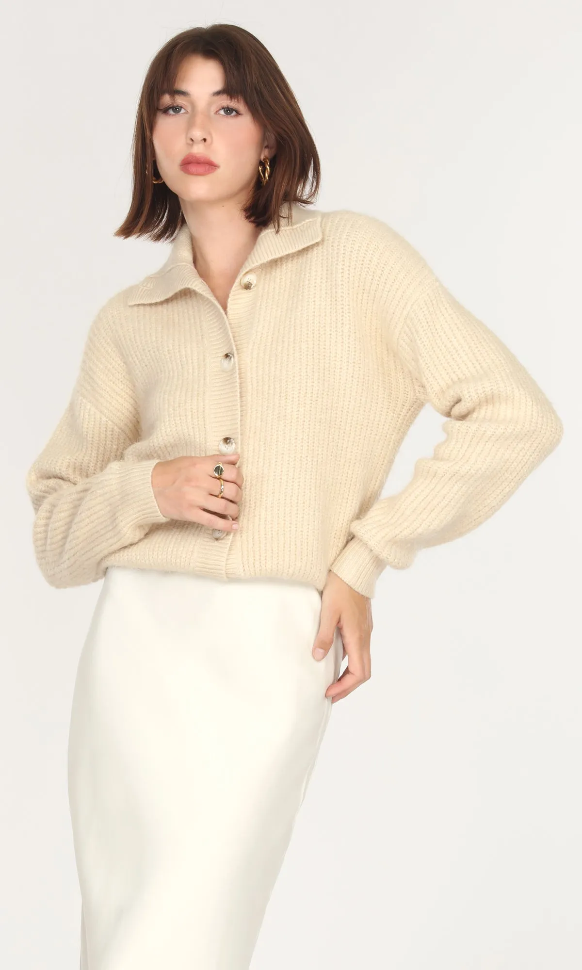 Pauline Button Front Crop Sweater