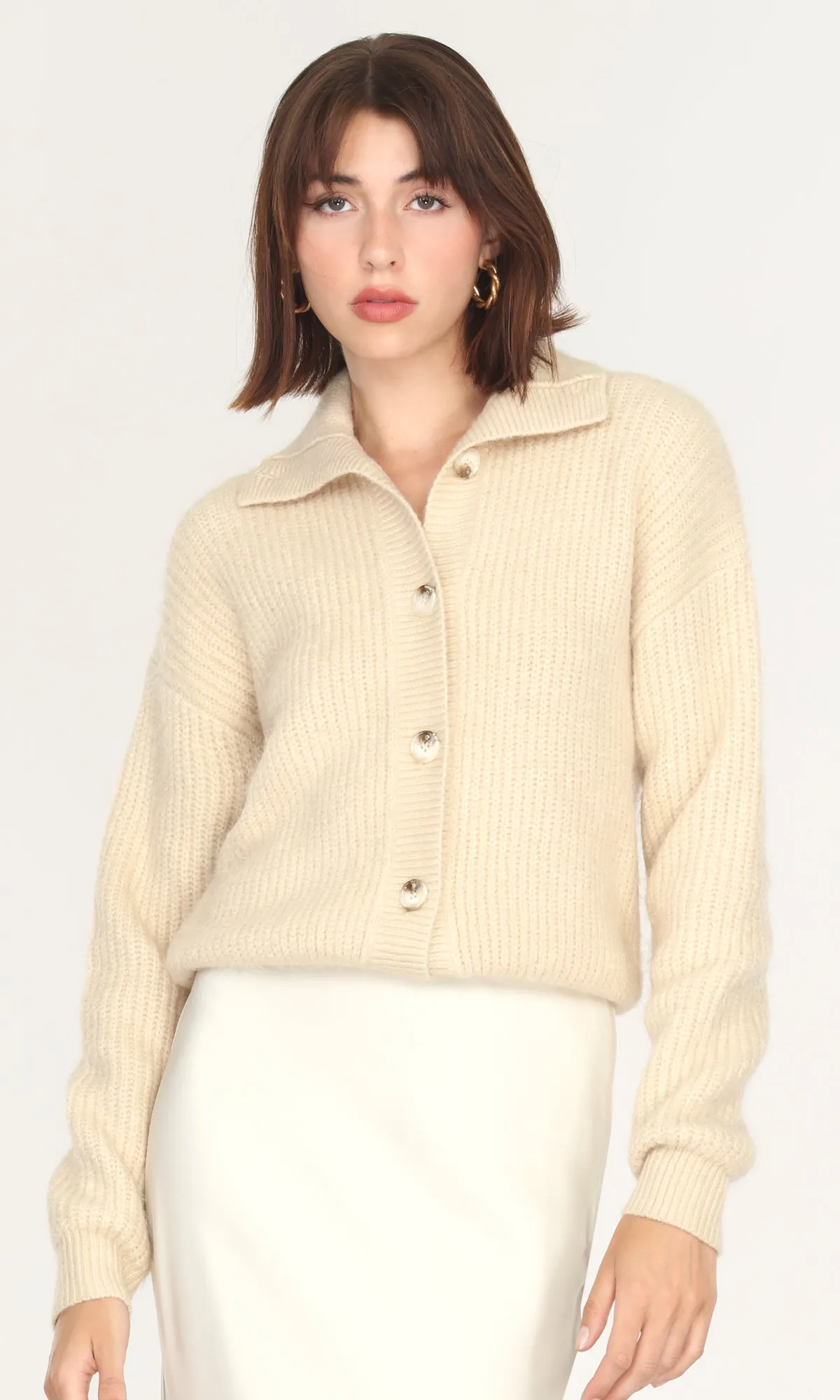 Pauline Button Front Crop Sweater