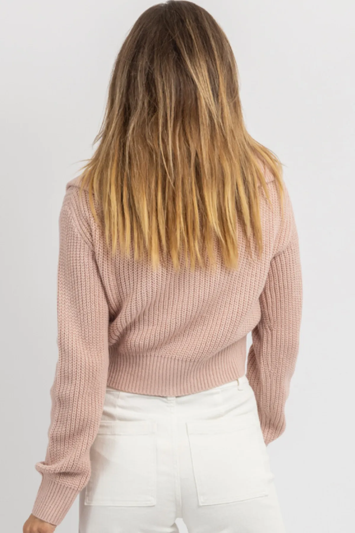 PAXTON MAUVE COLLARED KNIT TOP