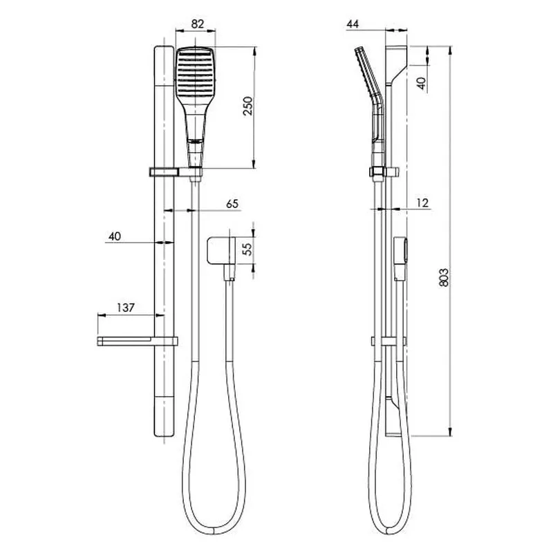 Phoenix NX Cape Rail Shower - Chrome