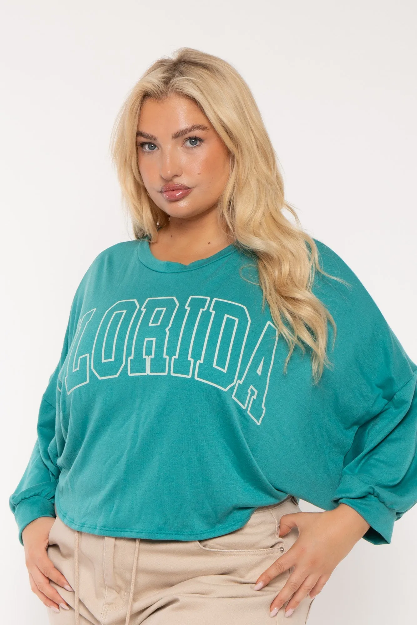 Plus Size Florida  Oversize Top- Jade