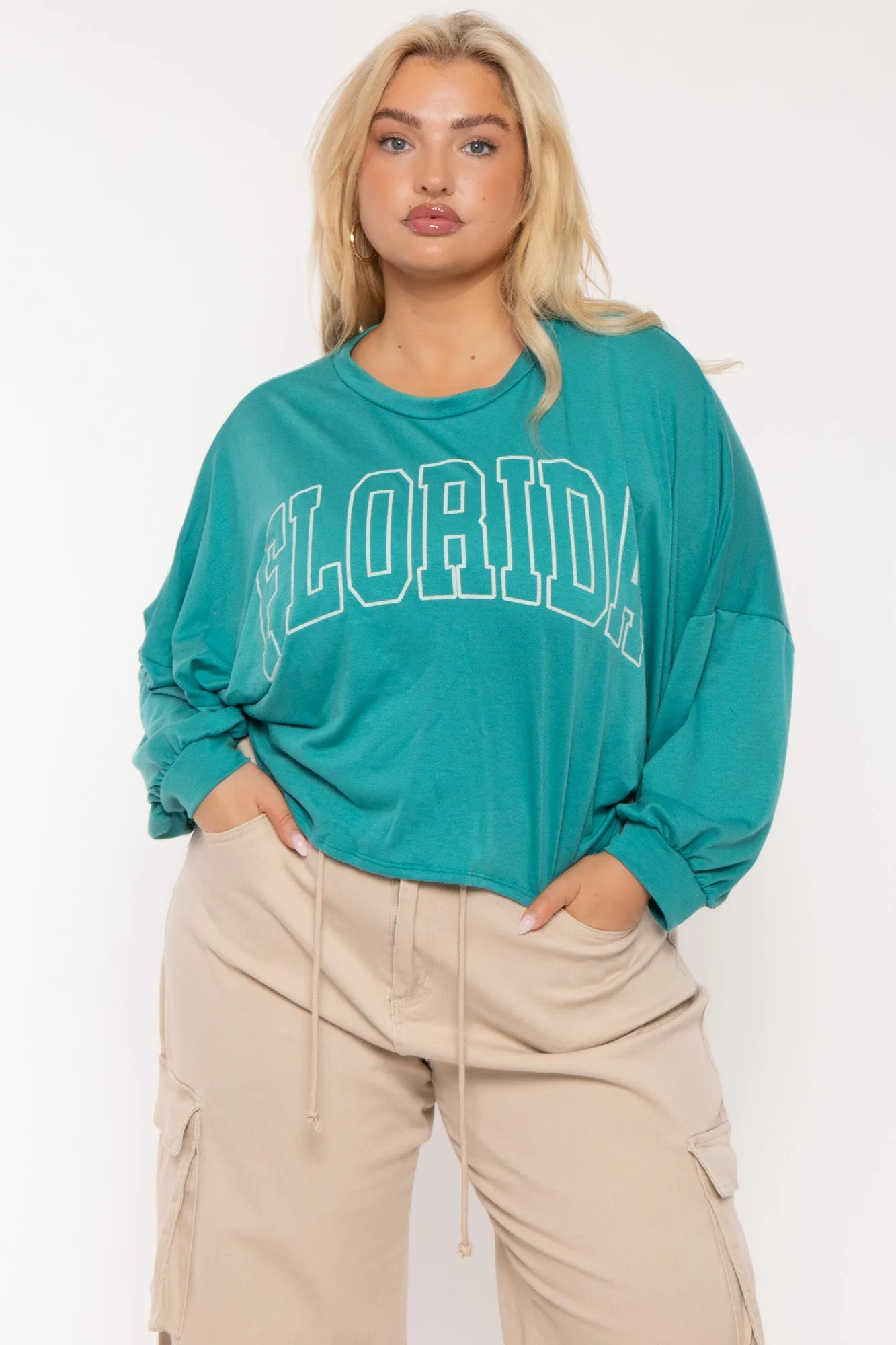 Plus Size Florida  Oversize Top- Jade